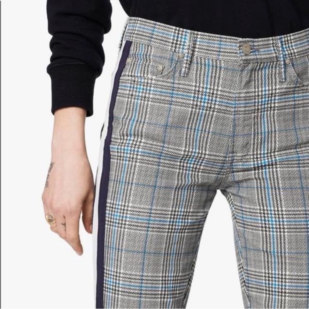 MOTHER Plaid Ankle Pants Jeans with Navy Stripes 29 - Picture 3 of 12